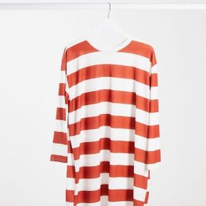ASOS DESIGN Maternity - Oversized t-shirt-kjole med lange ærmer i hvide og rustfarvede striber-Multifarvet