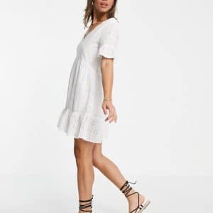Accessorize - Broderet kjole i hvid