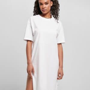 Urban Classics - Hvid T-shirt-kjole med slids i økologisk bomuld