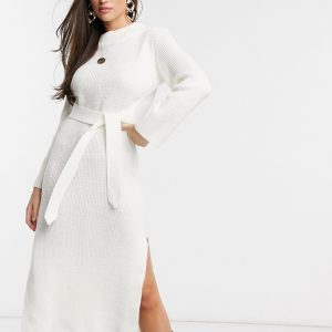 Unique21 maxi sweaterkjole med rullekrave i hvid
