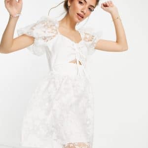 Topshop - Hvid organza-kjole med udskårne detaljer
