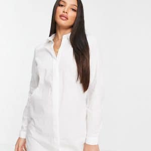 ASOS DESIGN Tall - Hvid mini skjortekjole i bomuld