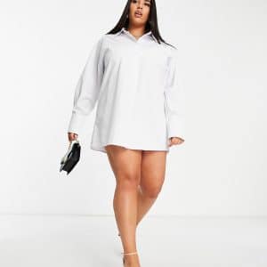 Public Desire Curve - Oversized skjortekjole med åben ryg i hvid