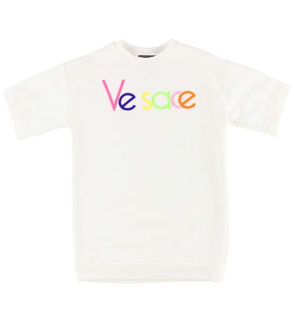 Young Versace Kjole - Sweat - Hvid m. Multifarvet Logo - 6 år (116) - Versace Kjole
