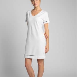 Hvid 100% bomuld overknæ lang t-shirt natkjole