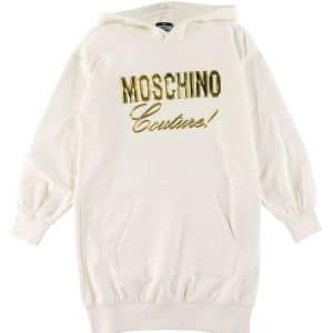 Moschino Sweatkjole - Hvid m. Guld - 12 år (152) - Moschino Kjole