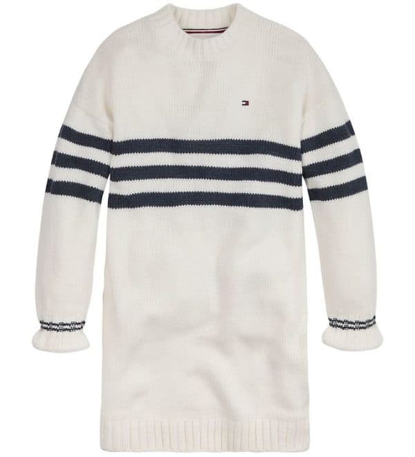 Tommy Hilfiger Kjole - Strik - Prep Stripe Sweater Dress - Ivory - 8 år (128) - Tommy Hilfiger Kjole