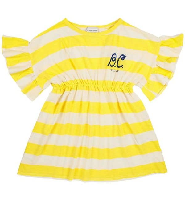 Bobo Choses Kjole - Yellow Stripes Ruffle - Gul/Hvid - 6-7 år (116-122) - Bobo Choses Kjole