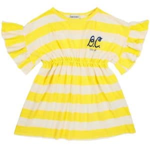 Bobo Choses Kjole - Yellow Stripes Ruffle - Gul/Hvid - 8-9 år (128-134) - Bobo Choses Kjole