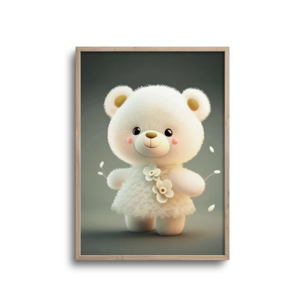 Cute Hvid bamse med hvid kjole- plakat