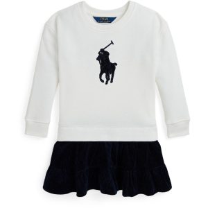 Polo Ralph Lauren Deckwash white w. Navy Day Kjole - Str. 4 år