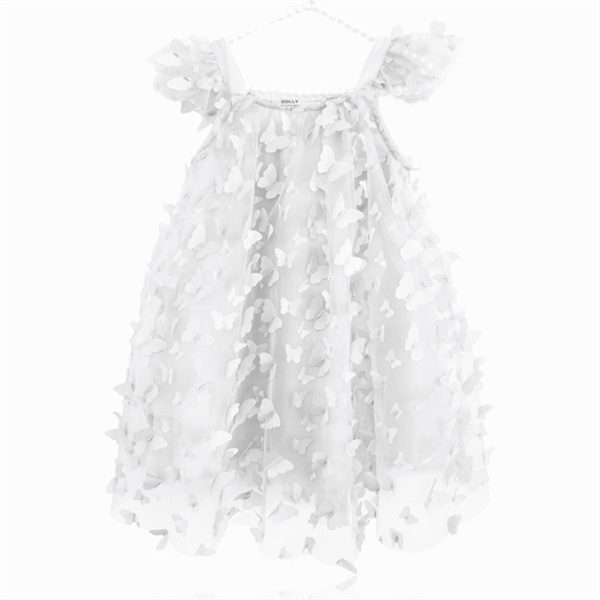 Dolly by Le Petit Tom Allover Butterflies Tutu Kjole White - Str. 0-1 år/N