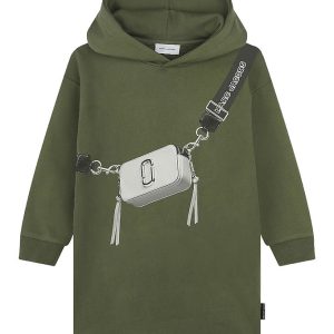 Little Marc Jacobs Sweatkjole - Winter Moss/Hvid m. Taske