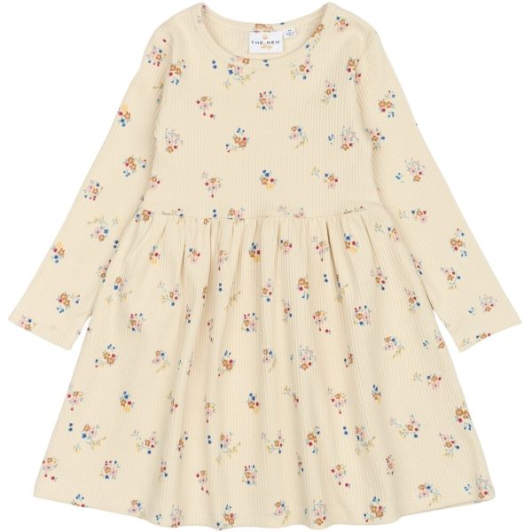 Naya LS Rib Kjole - WHITE SWAN - 110