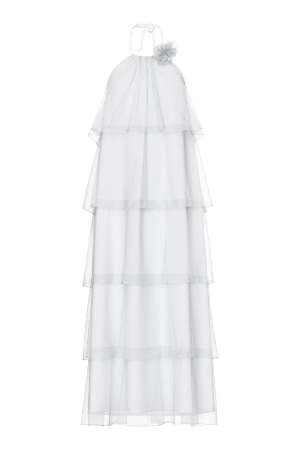 Pieces - Kjole - Clara Sl Long Layred Dress - Bright White (Levering midt marts)