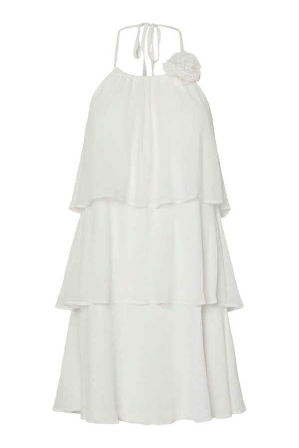 Pieces - Kjole - Clara Sl Short Layred Dress - Bright White (Levering midt marts)