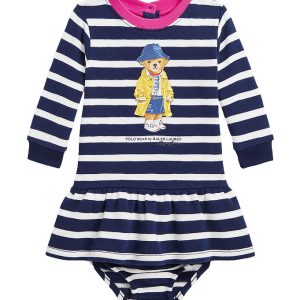 Polo Ralph Lauren Sweatkjole m. Bloomers - Navy/Hvidstribet m. B