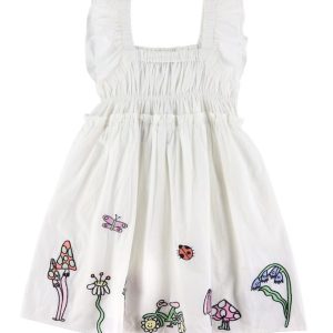 Stella McCartney Kids Kjole - Ivory m. Broderi