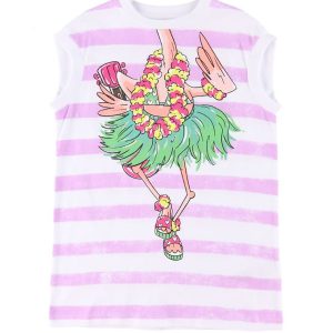 Stella McCartney Kids Kjole - Lilla/Hvidstribet m. Flamingo