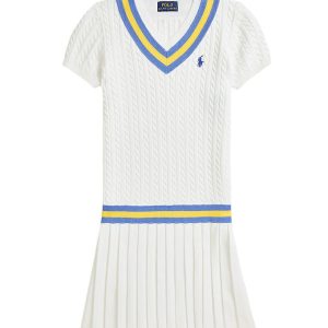 Polo Ralph Lauren Kjole - Strik - Hvid m. Blå