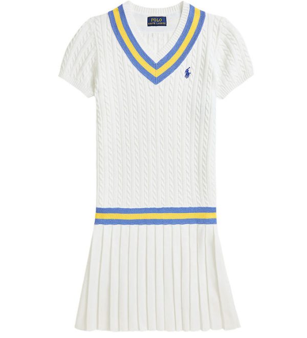 Polo Ralph Lauren Kjole - Strik - Hvid m. Blå
