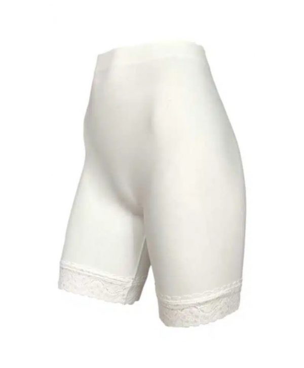 Festival Microfiber shorts i hvid med blondekant til kvinder