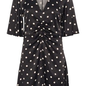 Gestuz - Kjole - GZdotta P SS dress - Black with egret dot (Levering midt maj)