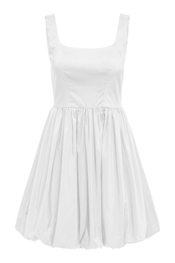 JSY - Kjole - Mio S/L Bubblehem Dress - White