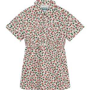 Kenzo Kjole - Denim - Ivory/Rosa m. Blomster