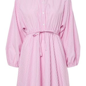 Pieces - Kjole - Famma LS Short Shirt Dress - Pink Tulle White/pink stripes (Levering slut april)