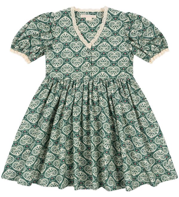 Konges Sløjd Kjole - Coeur Lace - Lacy Green m. Print