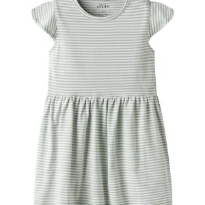 Name It Kjole - NmfVinanna - Aqua Gray/Bright White