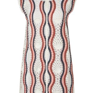 A-View - Kjole - California Crochet Dress - White/peach/navy