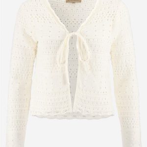 Fintstrikket cardigan med hulmønster