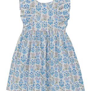 Huttelihut Kjole - Soft Chambray m. Blomster
