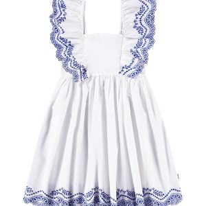 Molo Kjole - Clementine - Crisp White m. Broderinger