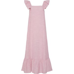 PIECES dame kjole PCAPIA - Pink Lemonade Stripes Bright white