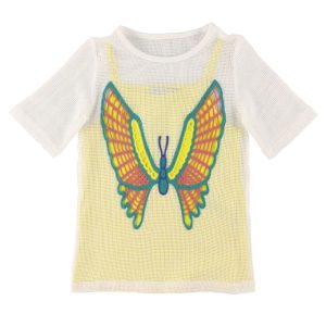 Stella McCartney Kids Kjole - Hæklet - Hvid/Gul m. Sommerfugl