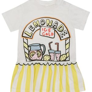 Stella McCartney Kids Kjole - Hvid/Gul m. Limonade