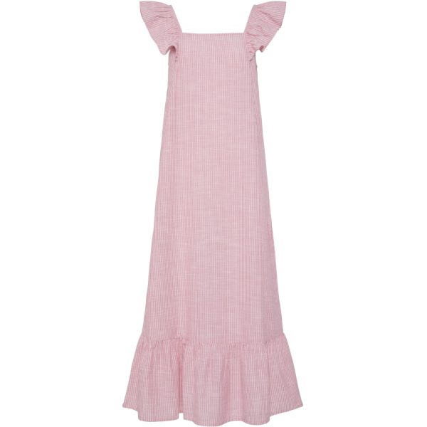 PIECES dame kjole PCAPIA - Pink Lemonade Stripes Bright white