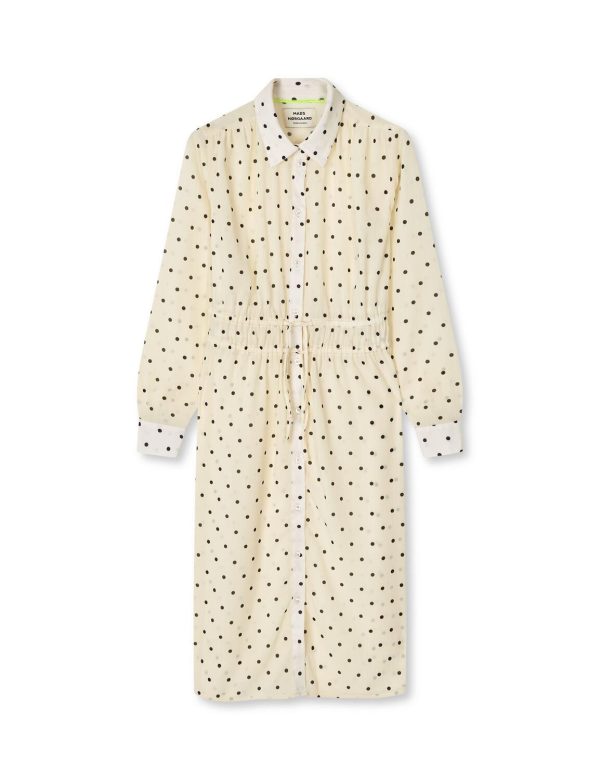 Sheer Crink Mabel midikjole - Dot Aop White