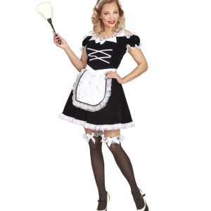 Fransk Stuepige Kostume Sort/Hvid