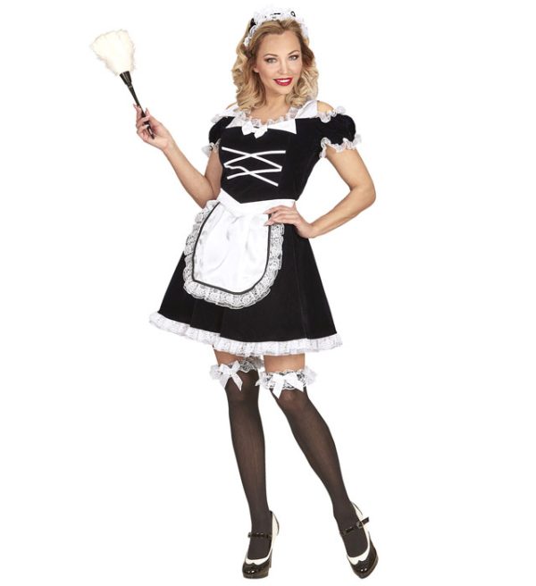 Fransk Stuepige Kostume Sort/Hvid