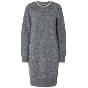 Pieces dame strik kjole PCIVY - Medium Grey Melange Detail:WHITE CONTRAST