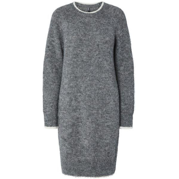 Pieces dame strik kjole PCIVY - Medium Grey Melange Detail:WHITE CONTRAST