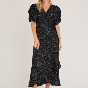 A-View - Kjole - Sinda Dot Dress - Black/White (Levering slut november)