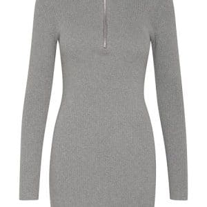Gestuz - Kjole - YasmiaGZ Zipper Short Dress - Grey Melange