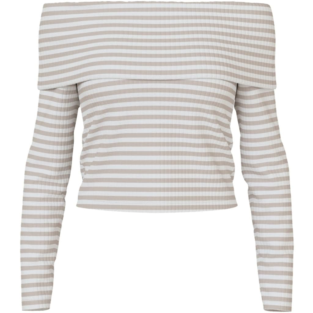 PIECES dame top PCLAYA - Bright White Silver gray