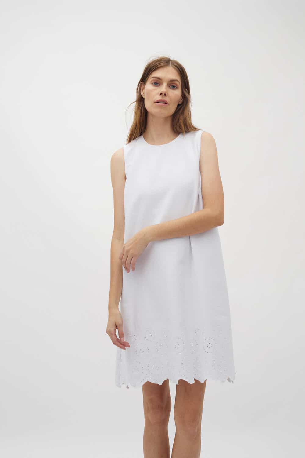 Rhiann Scallop kjole - hvid