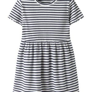 NAME IT Rib Kjole Vemma Bright White Blue